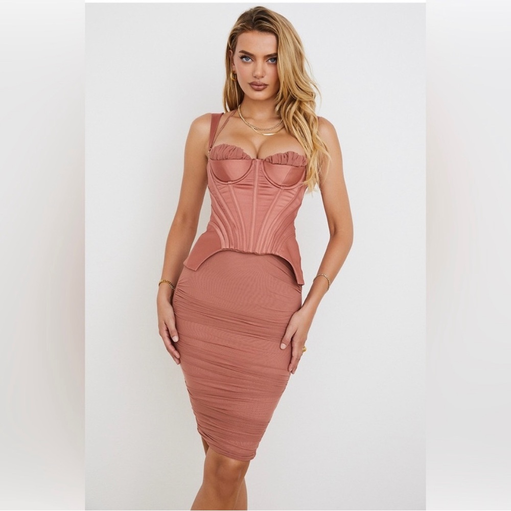 House of CB Dusty Rose Corset Midi Dress